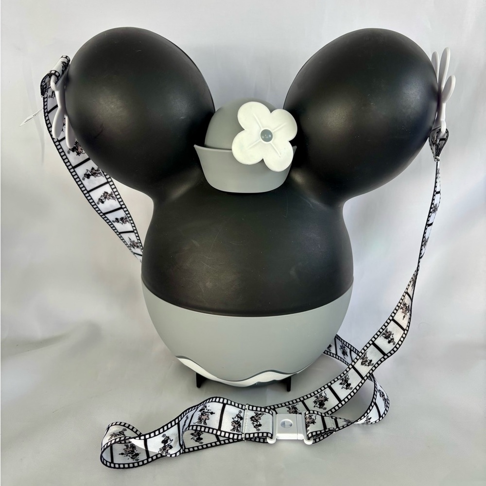 Disney Parks Minnie Mouse Steamboat Willie Popcorn Bucket Black White Grey